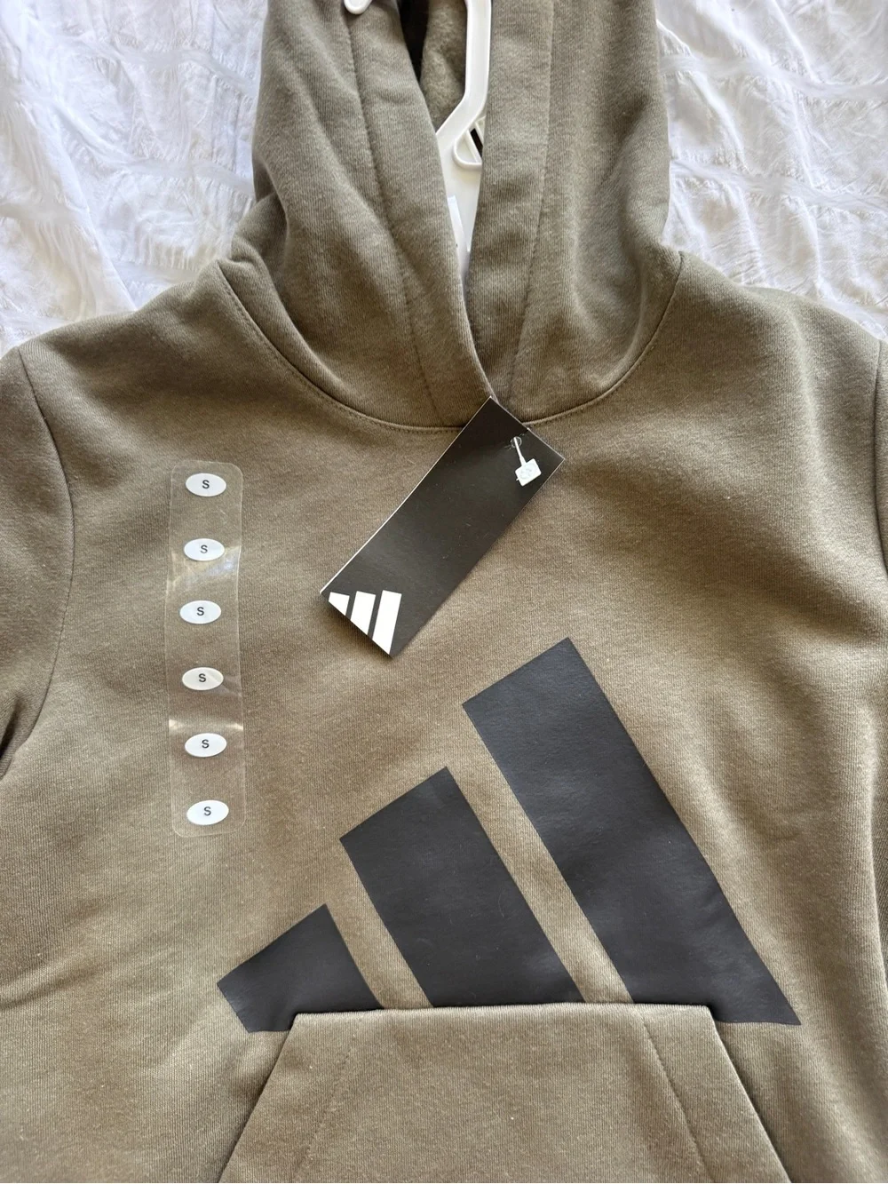 adidas Olive Green Pullover Hoodie with Black Logo